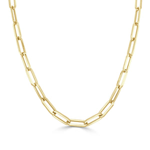 14k Gold Paperclip Link Chain Necklace