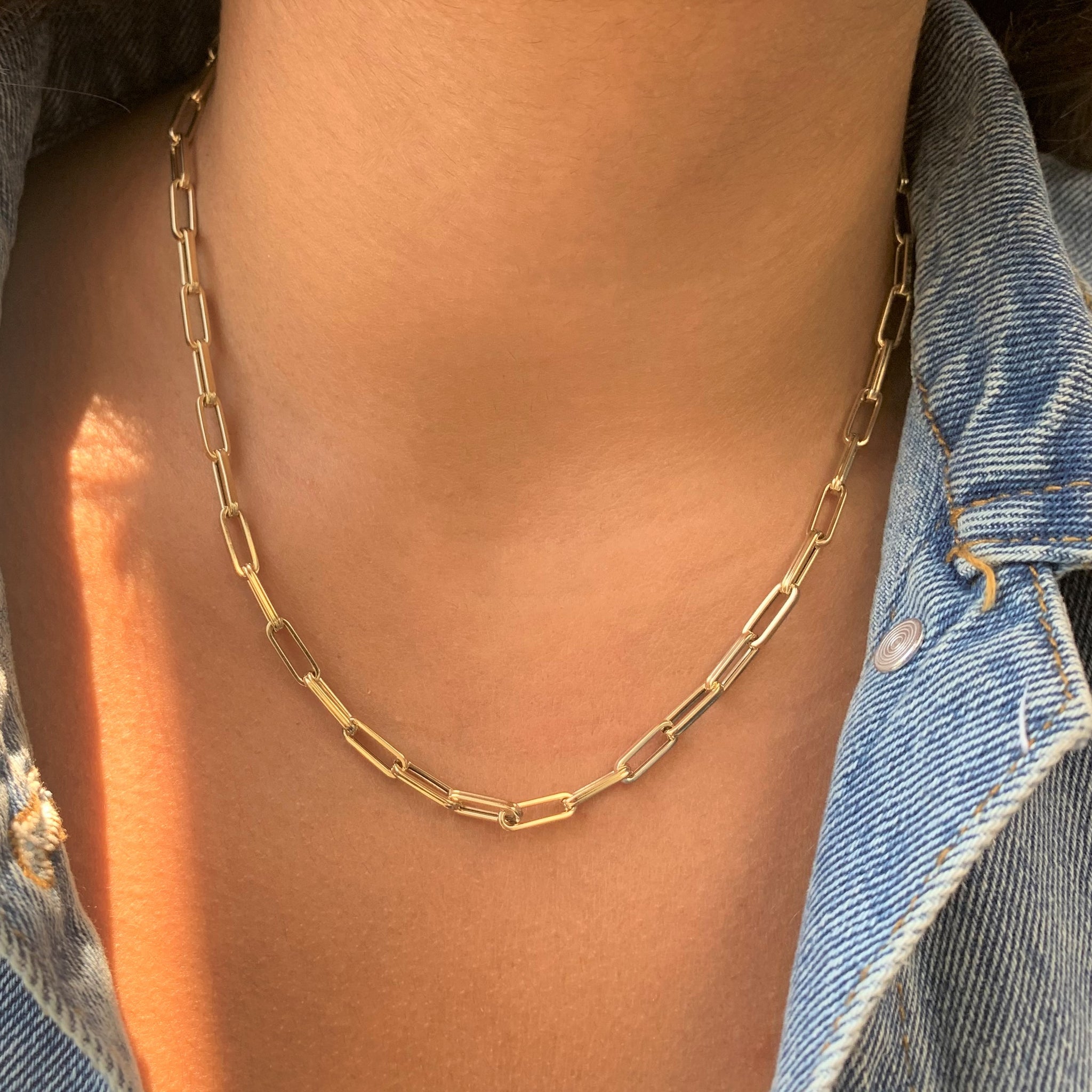 14k Gold Paperclip Chain Necklace
