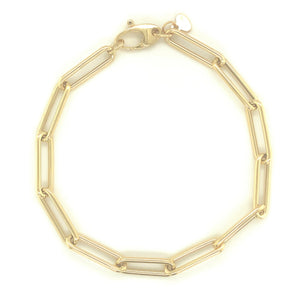 14k Yellow Gold Paperclip Link Chain Bracelet
