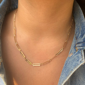14k Gold Paperclip Link Necklace