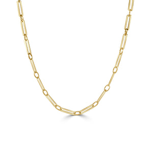 14k Gold Paperclip Link Necklace