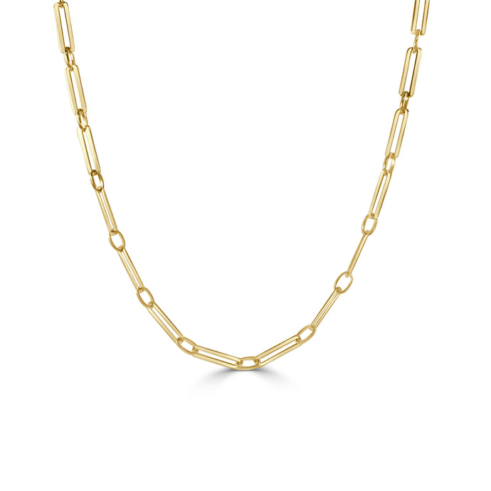 14k Gold Paperclip Link Necklace