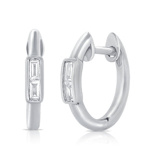 14k Gold & Diamond Huggie Earrings