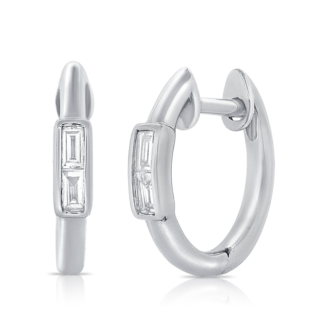 14k Gold & Diamond Huggie Earrings
