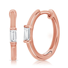 Load image into Gallery viewer, 14k Gold &amp; Diamond Baguette Huggie Earrings