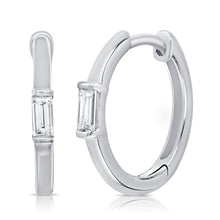 Load image into Gallery viewer, 14k Gold &amp; Diamond Baguette Huggie Earrings