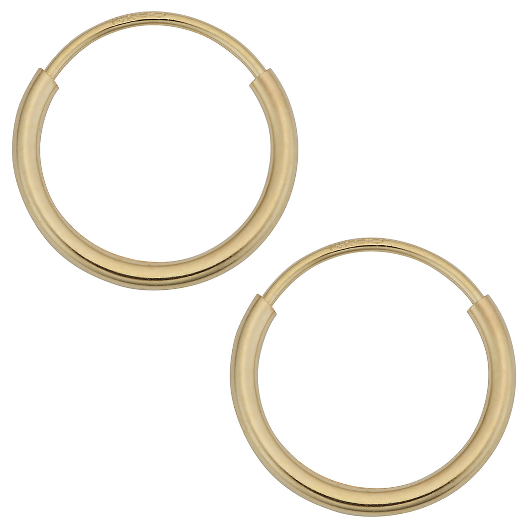 14k Yellow Gold Endless Hoop Earrings