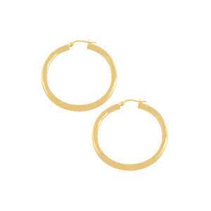 Polished Tube Hoop Earrings in 14K Gold - Yellow Gold