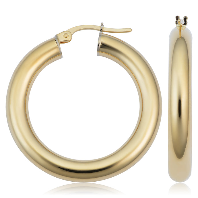 14k Gold Tube Hoop Earrings