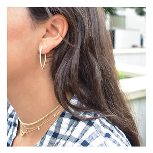 14k Gold & Diamond Point Hoop Earrings- 1.25"