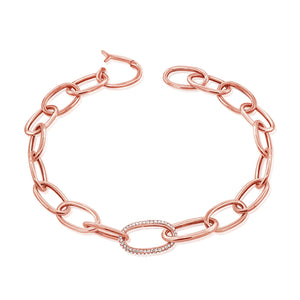 14k Gold & Diamond Oval Link Bracelet