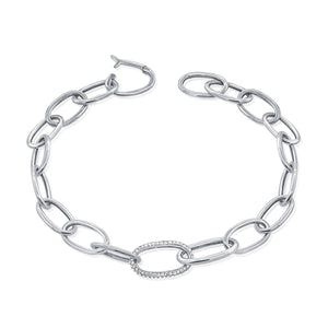 14k Gold & Diamond Oval Link Bracelet