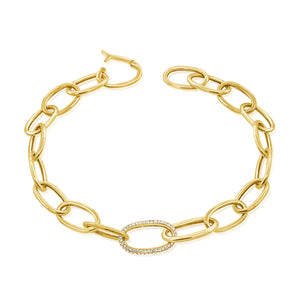 14k Gold & Diamond Oval Link Bracelet