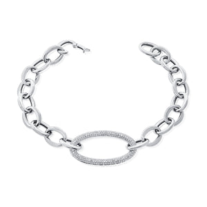 14k Gold & Diamond Oval Link Bracelet