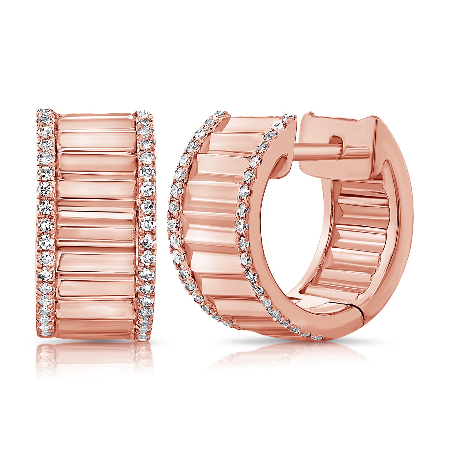 14K Gold & Diamond Huggie Earrings-  0.17 ct.