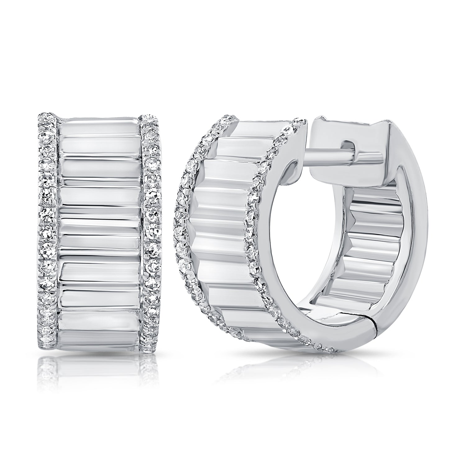 14K Gold & Diamond Huggie Earrings-  0.17 ct.