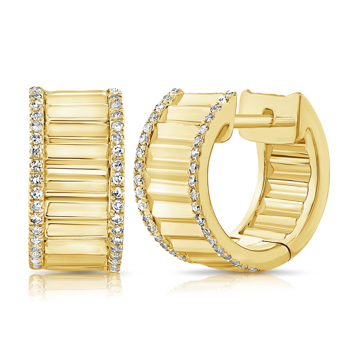 14K Gold & Diamond Huggie Earrings-  0.17 ct.
