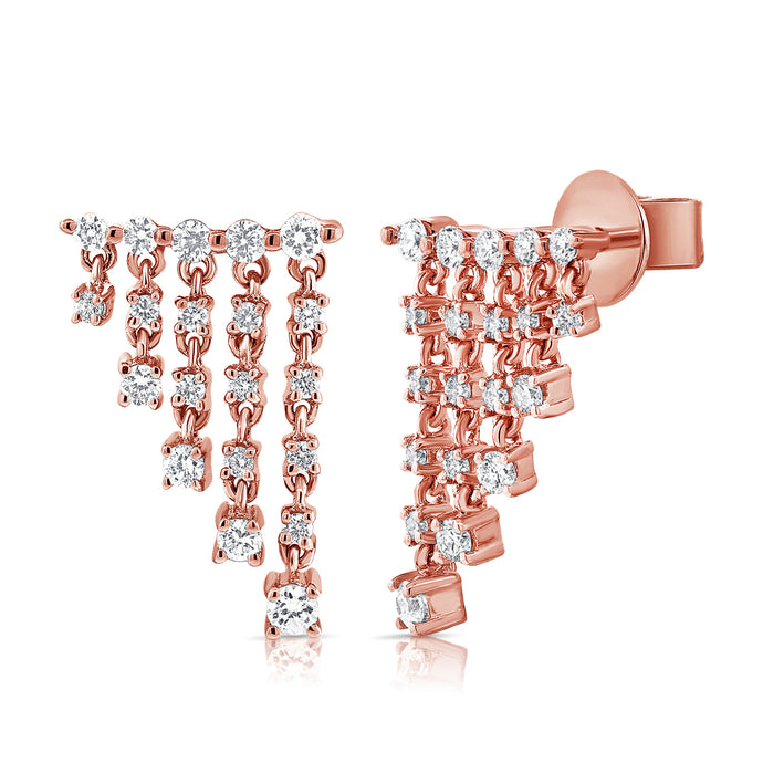 14K Gold & Diamond Dangle Ear Climber Earrings