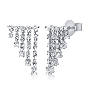 14K Gold & Diamond Dangle Ear Climber Earrings