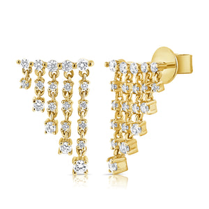 14K Gold & Diamond Dangle Ear Climber Earrings