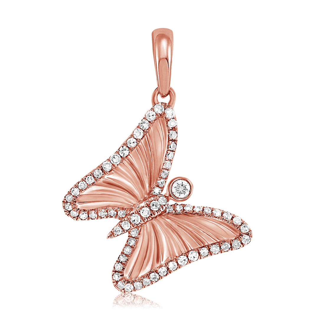14k Gold & Diamond Butterfly Charm