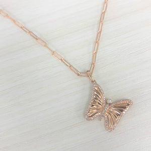 14k Gold & Diamond Butterfly Charm