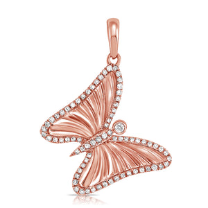 14k Gold & Diamond Butterfly Charm