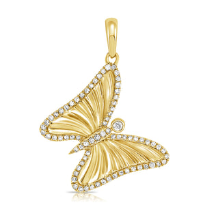 14k Gold & Diamond Butterfly Charm