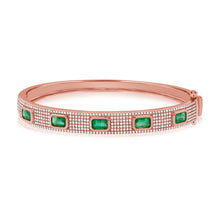 Load image into Gallery viewer, 14k Gold Green Emerald &amp; Diamond Bangle