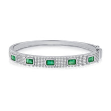 Load image into Gallery viewer, 14k Gold Green Emerald &amp; Diamond Bangle