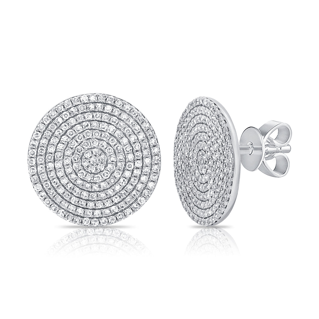 14k Gold & Diamond Disc Stud Earrings