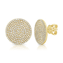 Load image into Gallery viewer, 14k Gold &amp; Diamond Disc Stud Earrings