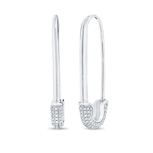 14k Gold & Diamond Safety Pin Earrings
