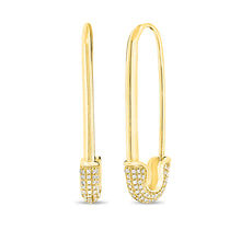 Load image into Gallery viewer, 14k Gold &amp; Diamond Safety Pin Earrings