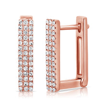 Load image into Gallery viewer, 14k Gold &amp; Diamond Rectangle Hoops