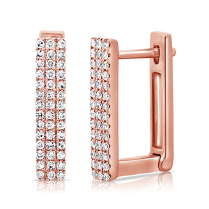14k Gold & Diamond Rectangle Hoops