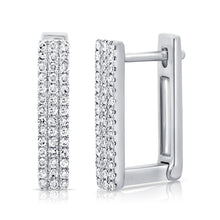 Load image into Gallery viewer, 14k Gold &amp; Diamond Rectangle Hoops
