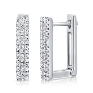 14k Gold & Diamond Rectangle Hoops