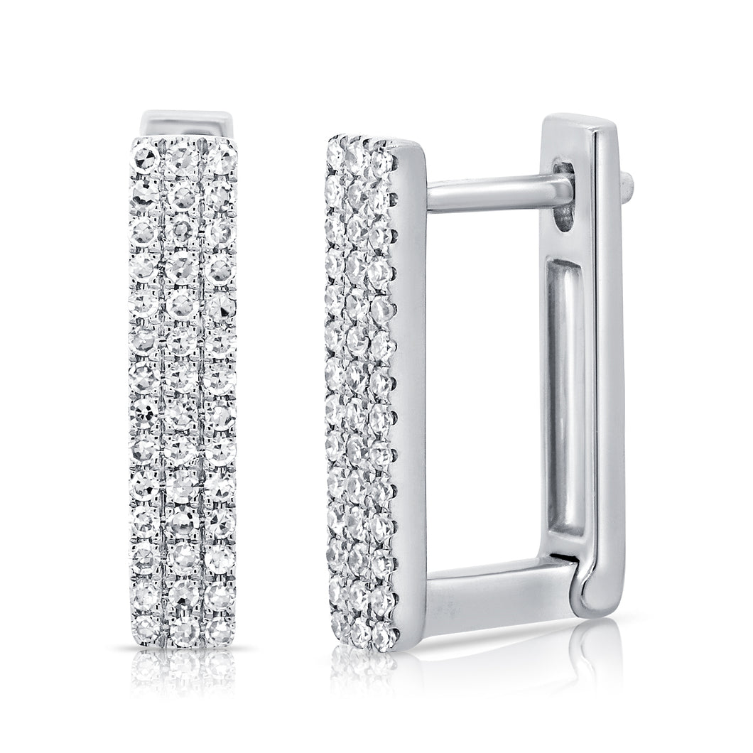 14k Gold & Diamond Rectangle Hoops