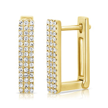 Load image into Gallery viewer, 14k Gold &amp; Diamond Rectangle Hoops