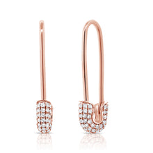 Load image into Gallery viewer, 14k Gold &amp; Diamond Safety Pin Earrings