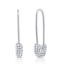 Load image into Gallery viewer, 14k Gold &amp; Diamond Safety Pin Earrings
