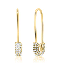 Load image into Gallery viewer, 14k Gold &amp; Diamond Safety Pin Earrings