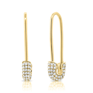 14k Gold & Diamond Safety Pin Earrings