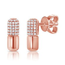 Load image into Gallery viewer, 14K Gold &amp; Diamond Pill Stud Earrings