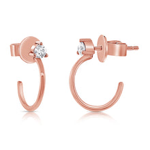 Load image into Gallery viewer, 14k Gold &amp; Diamond Stud Hoop Earrings