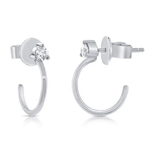 Load image into Gallery viewer, 14k Gold &amp; Diamond Stud Hoop Earrings