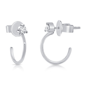 14k Gold & Diamond Stud Hoop Earrings