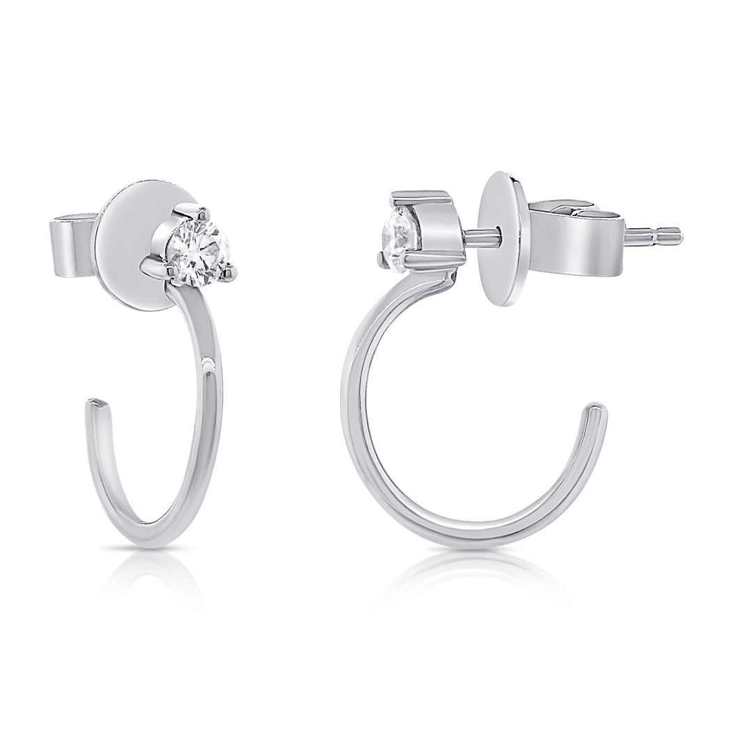 14k Gold & Diamond Stud Hoop Earrings