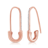 14k Gold & Diamond Safety Pin Earrings - 0.10ct